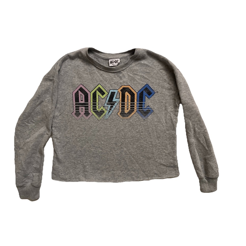 AC/DC Colored‎ Logo Long Sleeve Print Crop Sweatshirt Girls Size 10/12